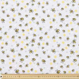 Bee To Bee Printed 112 cm Flannelette Fabric Grey 112 cm