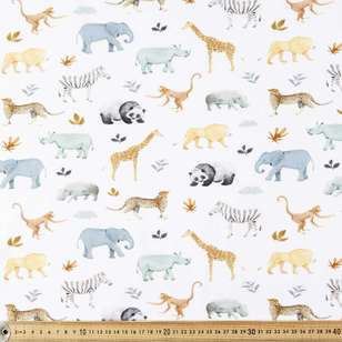 Jungled Printed Cotton Spandex Fabric Multicoloured 148 cm