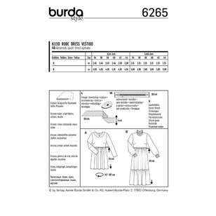 Burda Style Pattern 6265 Misses' Dresses Short or Midi Length with Tiered Skirt 8 - 18