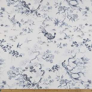 Empress Garden Floral Printed Canvas Blue & White 150 cm