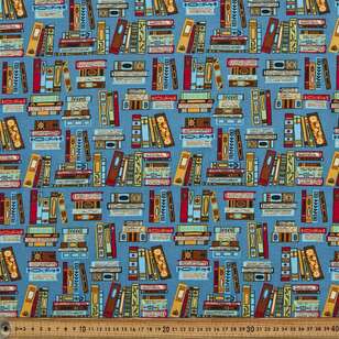 Book Lover Cotton Fabric Teal 112 cm