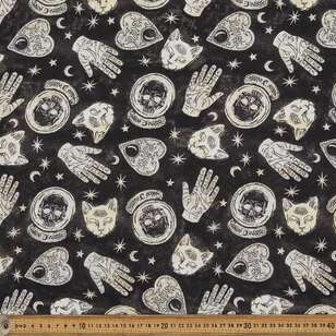 Mystical Cotton Fabric Black 112 cm