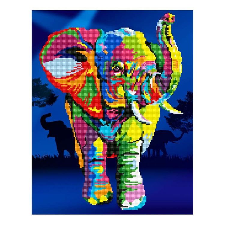 Diamond Dotz Elephants Kit Multicoloured 47 x 37 cm