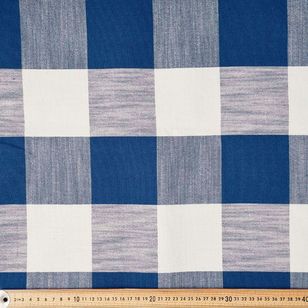 Farmhouse Upholstery Check Fabric Navy 140 cm