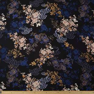 Oriental Printed 135 cm Rayon Fabric Black 135 cm