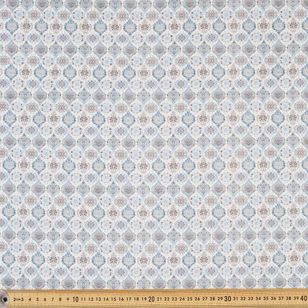 Tiles Digital Printed 142 cm Combed Cotton Sateen Fabric Blue 142 cm