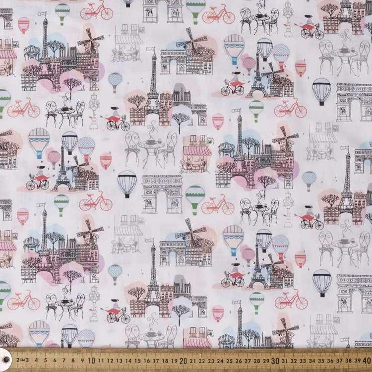 Sketches Of Paris Eiffel Tower Cotton Fabric
