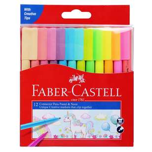 Faber Castell Connector Pen Set 12 Pack Pastel & Neon