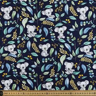 Koala Kapers Printed 112 cm Cotton Poplin Fabric Navy 112 cm