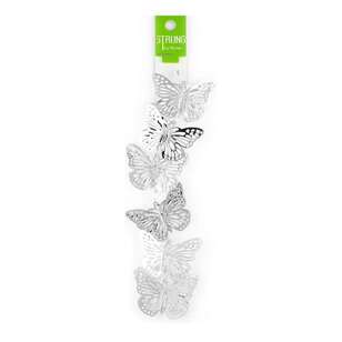 Ribtex Strung Metal Butterfly Bead Strand Silver 50 mm