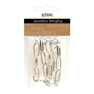 Ribtex Jewellery Stringing 60 cm Oval Link Chain Bright Silver 60 mm