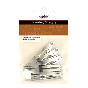 Ribtex Jewellery Stringing Basic Metal Hairclip 8 Pack Bright Silver 14 x 10 mm