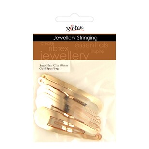Ribtex Jewellery Stringing Basic Metal Hairclip 8 Pack Gold 12 x 7 mm