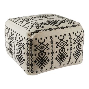 Ombre Home Wandering Nomad Artisan Soul Ottoman Ivory & Black 30 x 40 cm