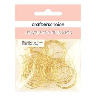 Crafters Choice Hoop Earring 50 Pack Gold 25 mm