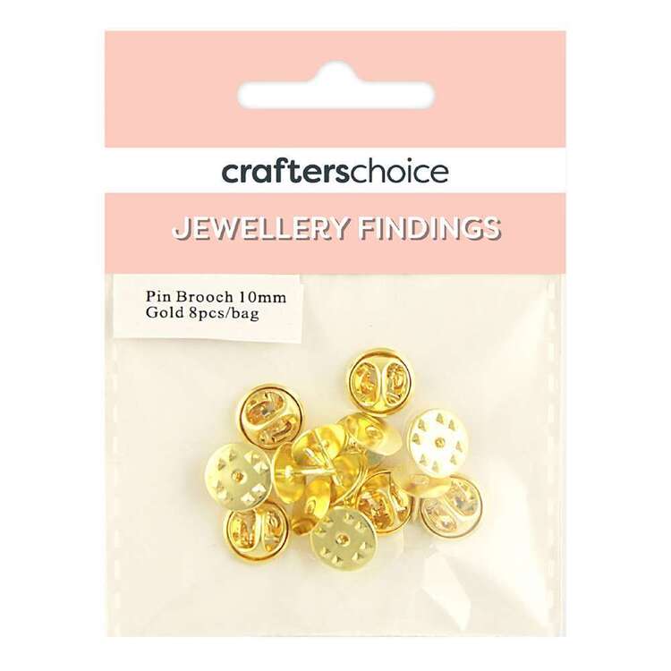Crafters Choice Pin Brooch 8 Pack Gold 10 mm