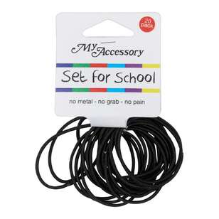 My Accessory Set For School Super Thin Ring Hair Tie 20 Pack Black 3.5 x 11 x 9