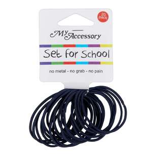 My Accessory Set For School Super Thin Ring Hair Tie 20 Pack Navy 3.5 x 11 x 10