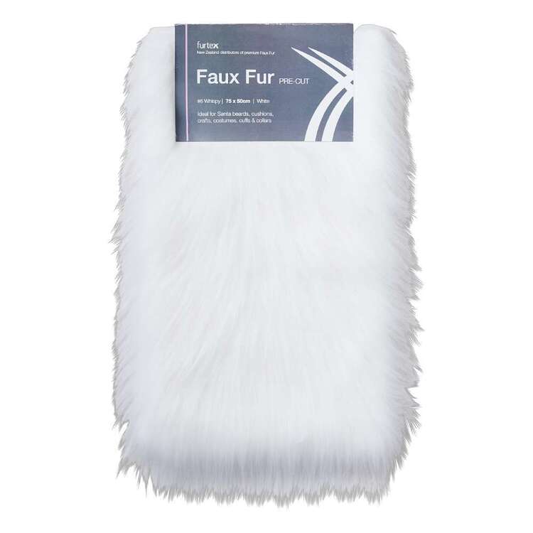 Furtex Pre Cut 75 cm x 50 cm Whispy #6 Faux Fur Fabric White 75 x 50 cm