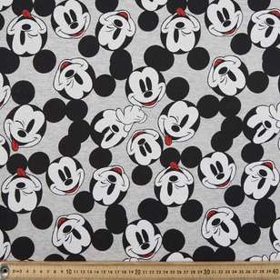 Mickey Mouse Head Brushed Fleecey Fabric Multicoloured 148 cm