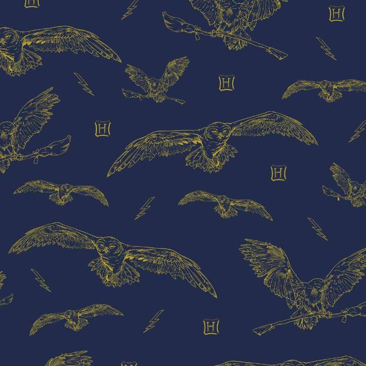 Harry Potter Gold Hedwig Cotton Fabric