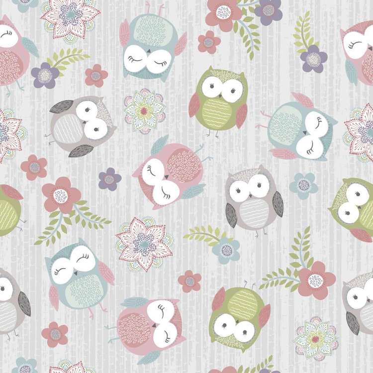 Owls Printed 112 cm Flannelette Fabric