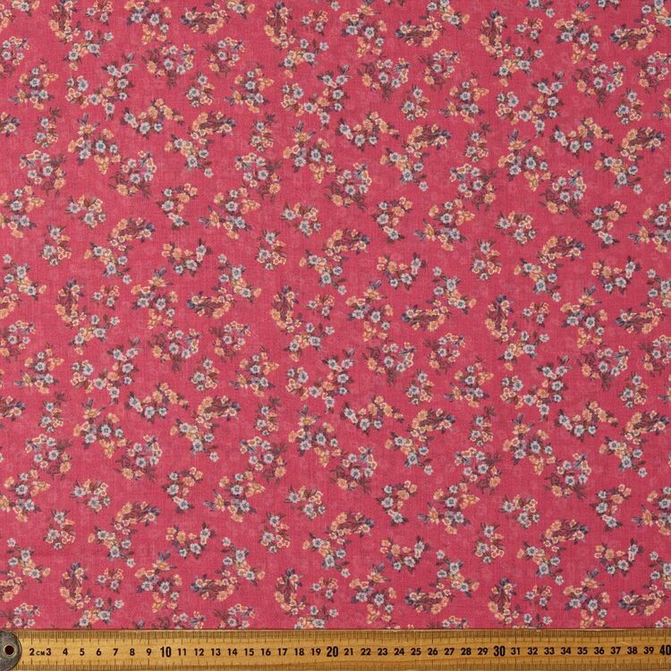 Floral Printed 140 cm Pippa Easy Care Linen Look Fabric Rose 140 cm