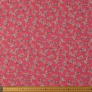 Floral Printed 140 cm Pippa Easy Care Linen Look Fabric Rose 140 cm