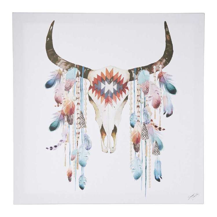 Tag Summer Thornton Tribal Skull Framed Canvas Multicoloured 60 x 60 cm