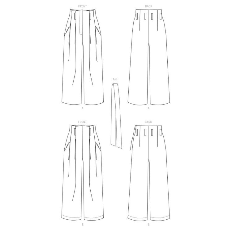 Vogue Pattern V1662 Misses' Pants And Belt