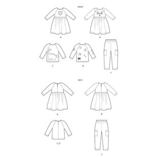 Simplicity Sewing Pattern S9023 Toddlers' Dress, Tops and Pants White 6 Months - 4 Years