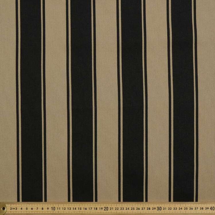 Stripe Cotton Canvas Linen Black 150 cm