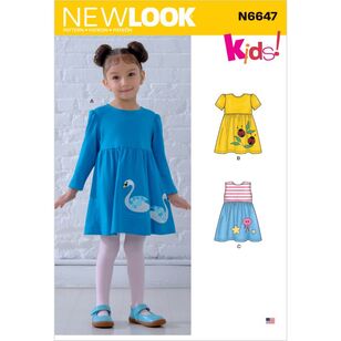 New Look Pattern N6647 Toddlers' Dresses with Appliques 6 Months - 4 Years