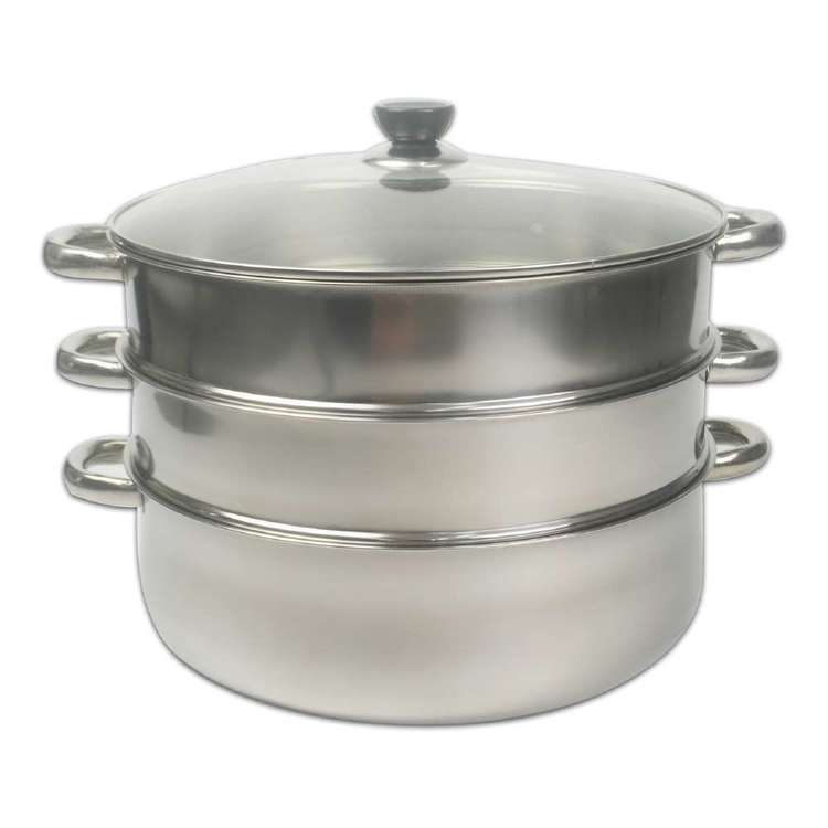 Little Homes Stainless Steel 3 Tier Steamer Clear