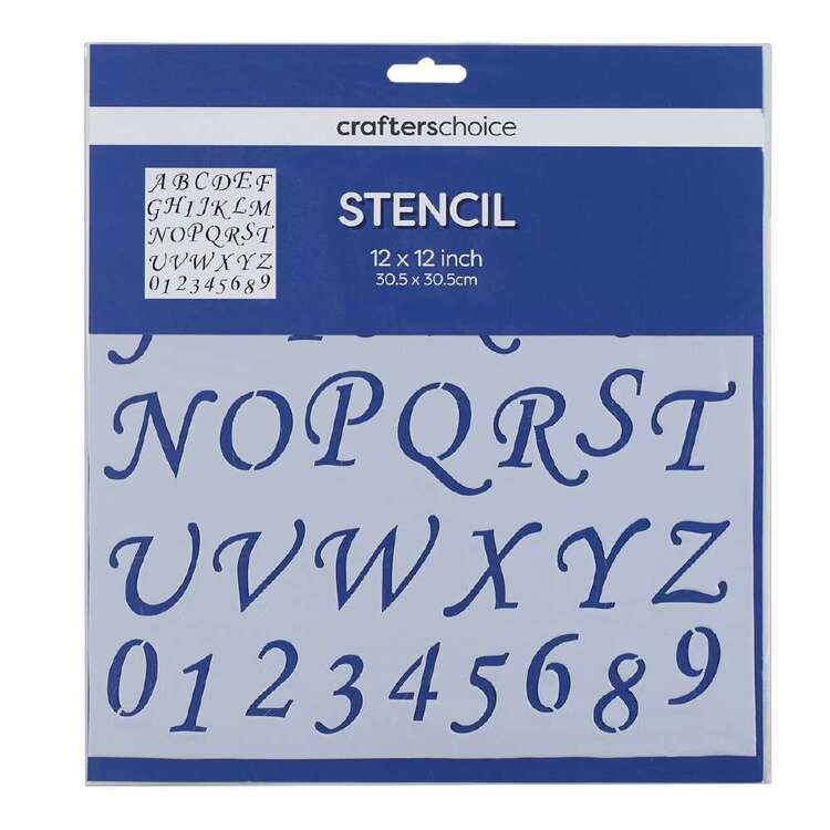 Crafters Choice Cursive Alphabet & Number Stencil 12 x 12 in