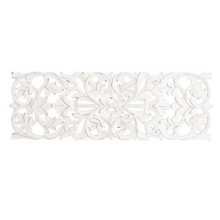 Living Space White Etched Rectangle Wall Hanging White 90 x 30 cm