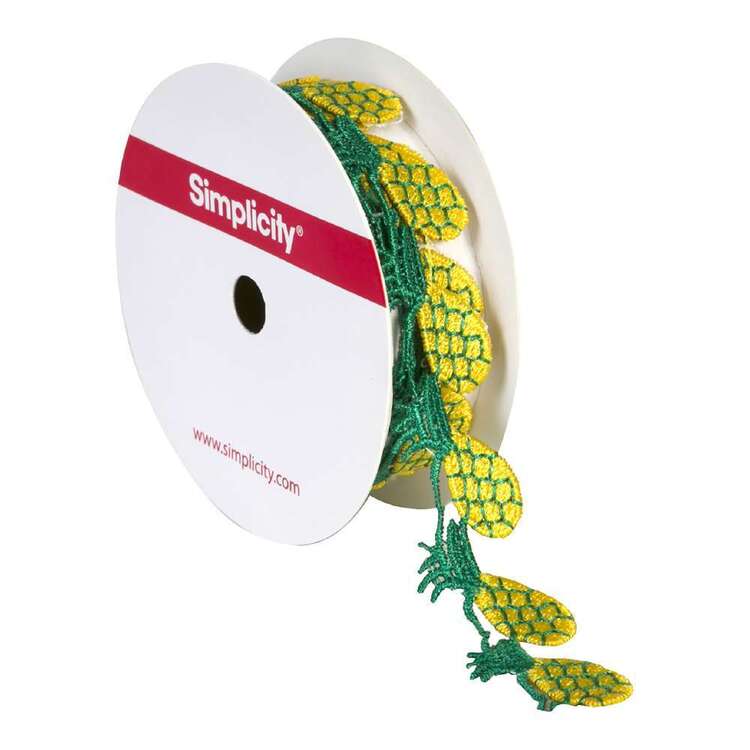 Simplicity Embroidered Pineapple Trim Green & Yellow 22.3 mm x 90 cm