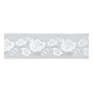 Simplicity Rose Embroidered Mesh White 44.5 mm x 90 cm