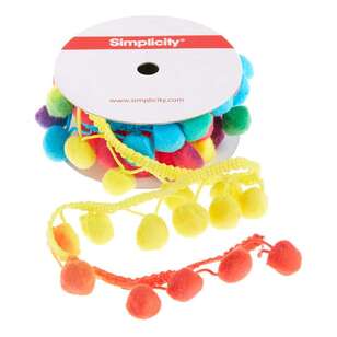 Simplicity Ribbon Ombre Rainbow Pom Pom Trim Multicoloured