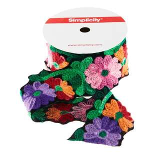 Simplicity 38.1 mm Embroidered Floral Trim Multicoloured 38.1 mm x 90 cm