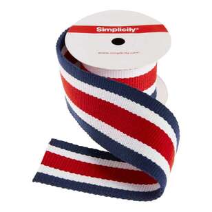 Simplicity Striped Cotton Belting Red, White & Blue 50.8 mm
