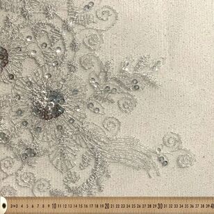 Floral Embroidered 130 cm Lace Fabric Silver 130 cm