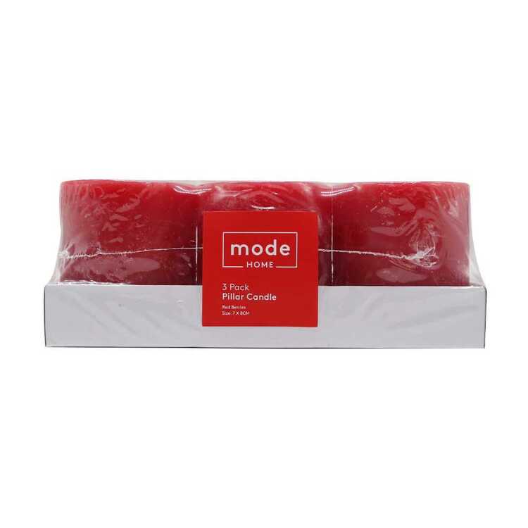 Mode Red Berries 3 Pack Pillar Candle Red Berries 7 x 8 cm