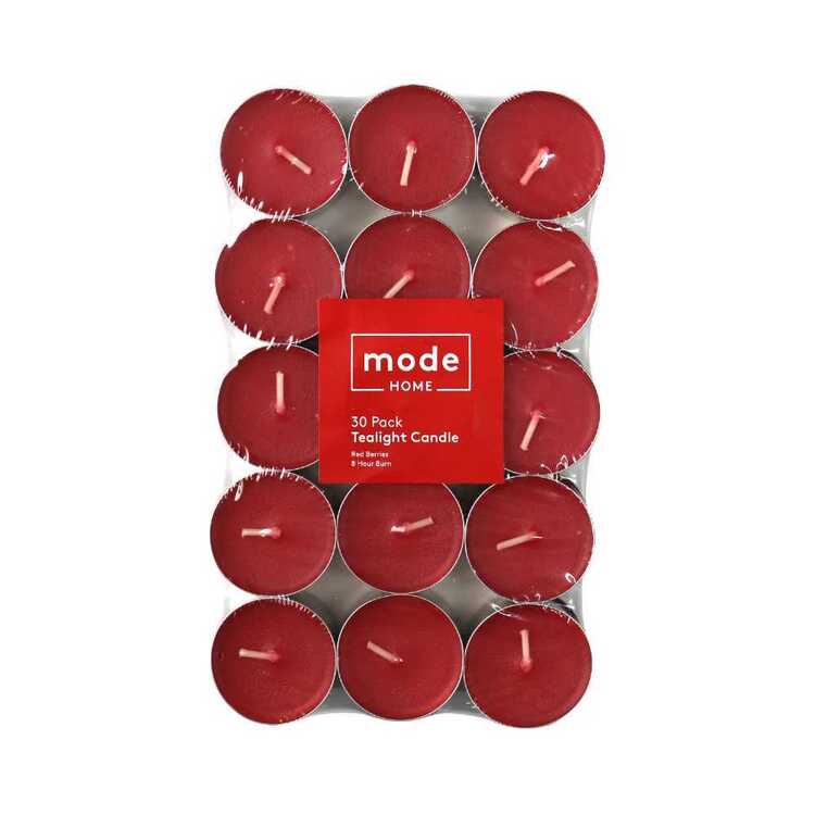 Mode 30 Pack Red Berries 8 Hour Tea Light Candle