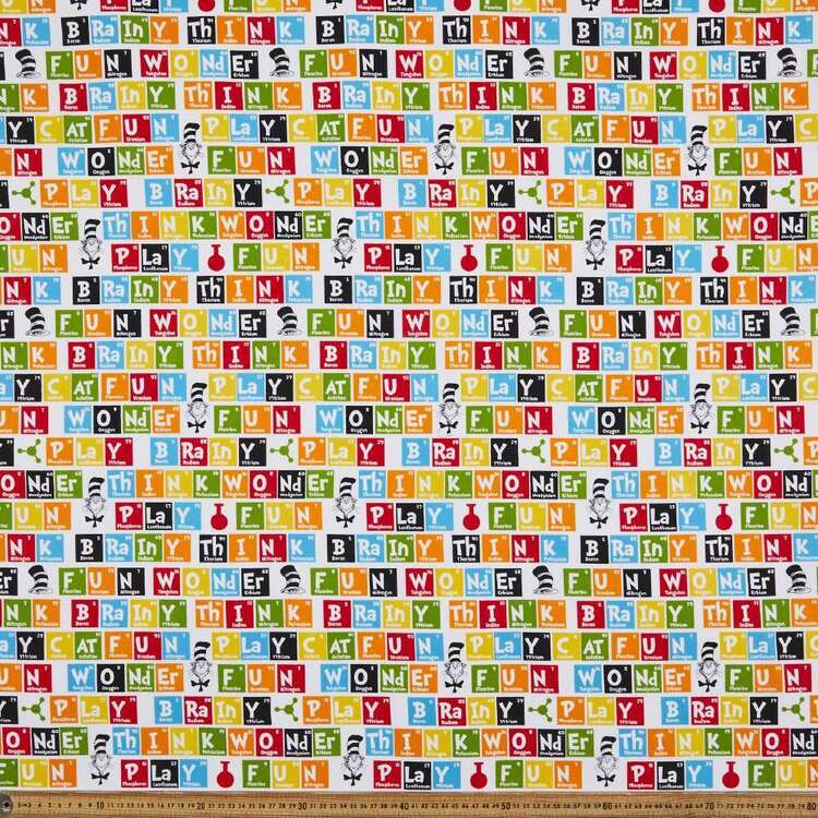 Dr. Seuss Periodic Table Cotton Fabric Multicoloured 112 cm