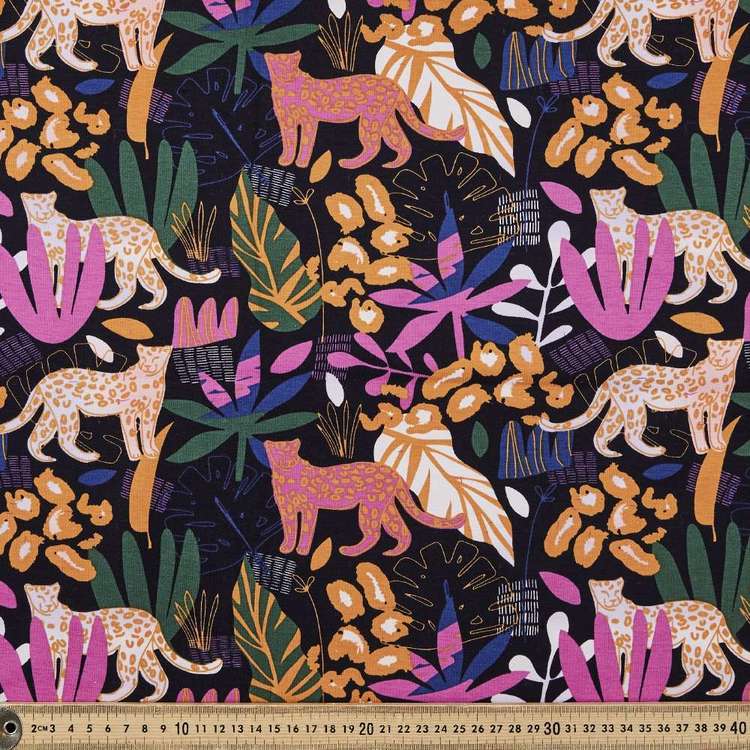 Animal Kingdom Printed 148 cm Cotton Spandex Fabric Navy 148 cm