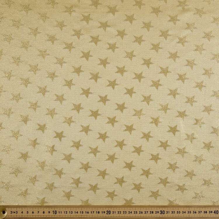 Party Play Star Printed 110 cm Poly Lurex Lame Fabric Gold 110 cm