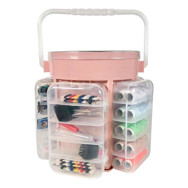 6 Compartment Sewing Kit Pink