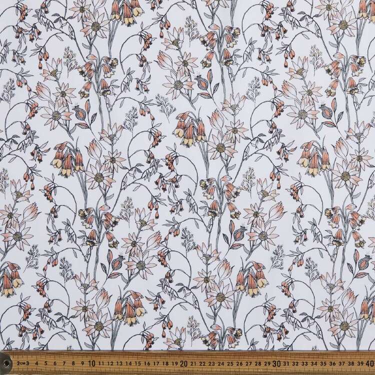 Scenic Route Flora Cotton Fabric White 112 cm