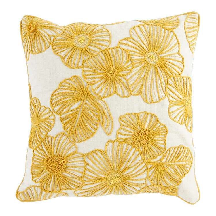 Logan And Mason Home Willow Embroidered Cushion Ochre 45 x 45 cm